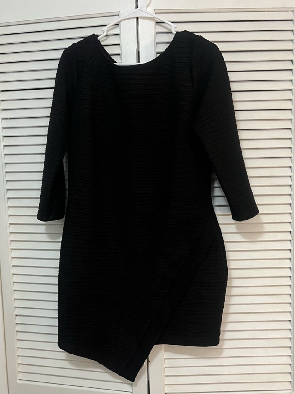 Nasty Gal Black Ribbed Bodycon Dress - Size Large - Asymmetric Hem